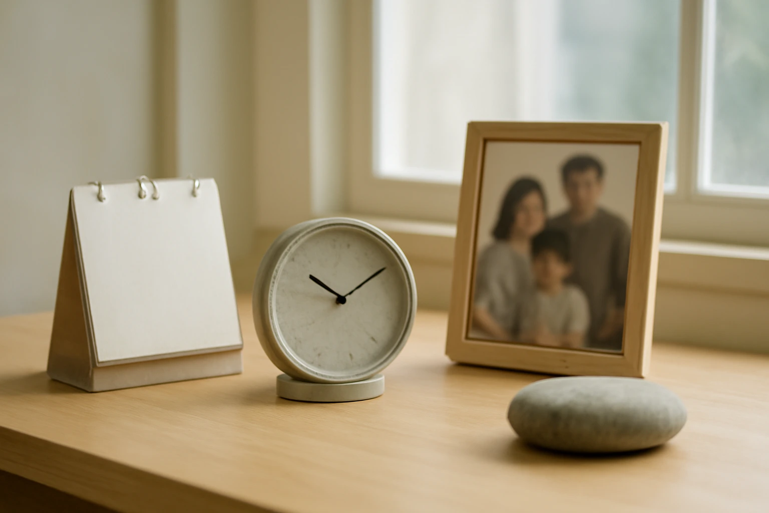 Lịch, đồng hồ, khung ảnh: những đồ dùng mang ý nghĩa trên bàn làm việc, và cách để chúng không thành vật vướng